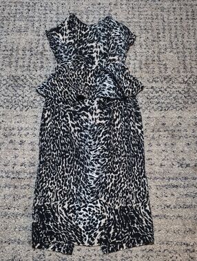 Strapless Animal Print Peplum Maxi Dress